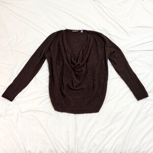 Cullen 100% Cashmere Women’s Sweater Draped Neckline  Brown | S